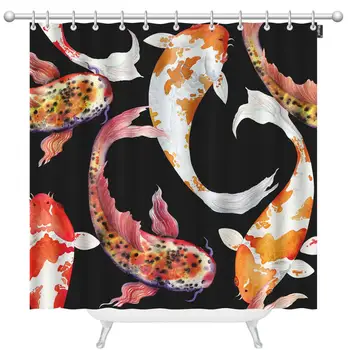 

Shower Curtains Watercolor Japanese Fish Carp Koi Seamless Pattern Swimming Decorative Bathroom Waterproof Fabric Shower Curtain