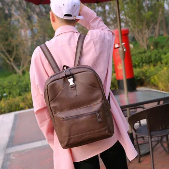 

New shoulder bag men fashion popular men's backpack large capacity PU leather bag student bag