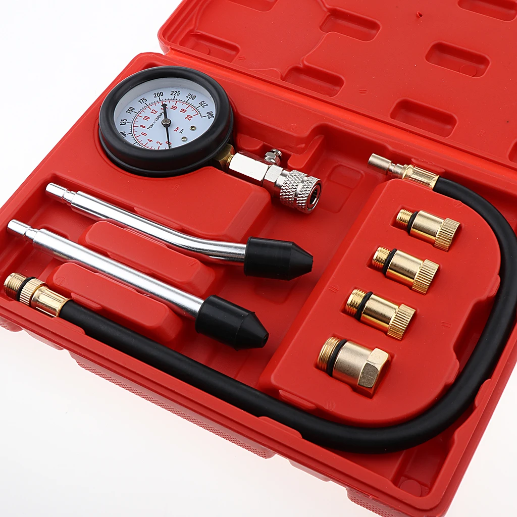 8pcs Spark Plug Cylinder Compression Tester Test Kit Professional Gas Engine