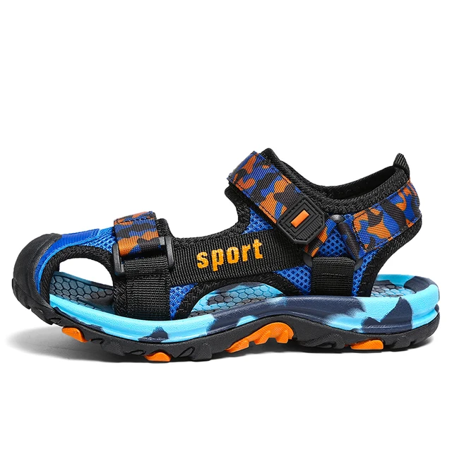 Kids Boys Sandals High Quality Camouflage Cut-Outs Child Big Girls and Boys Sandalias Children's Shoes Kids Canvas Flats Shoes Orange