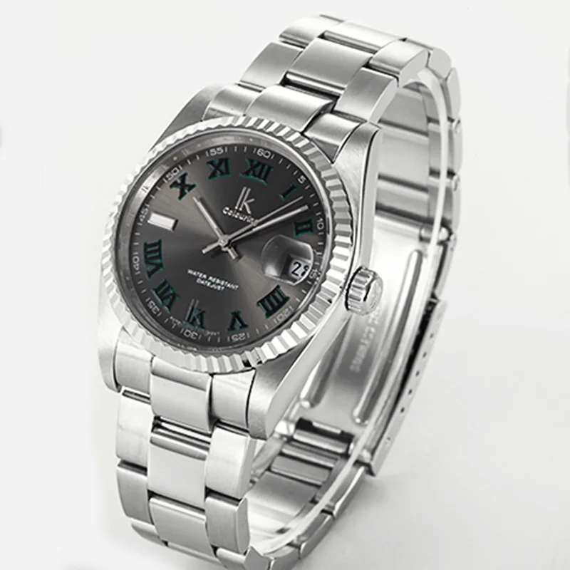 98421Gblack silver Топ люксовый бренд ИК окрашенные часы Мужские автоматические механические часы из нержавеющей стали классические мужские часы montre homme - Цвет: 98421Gblack silver