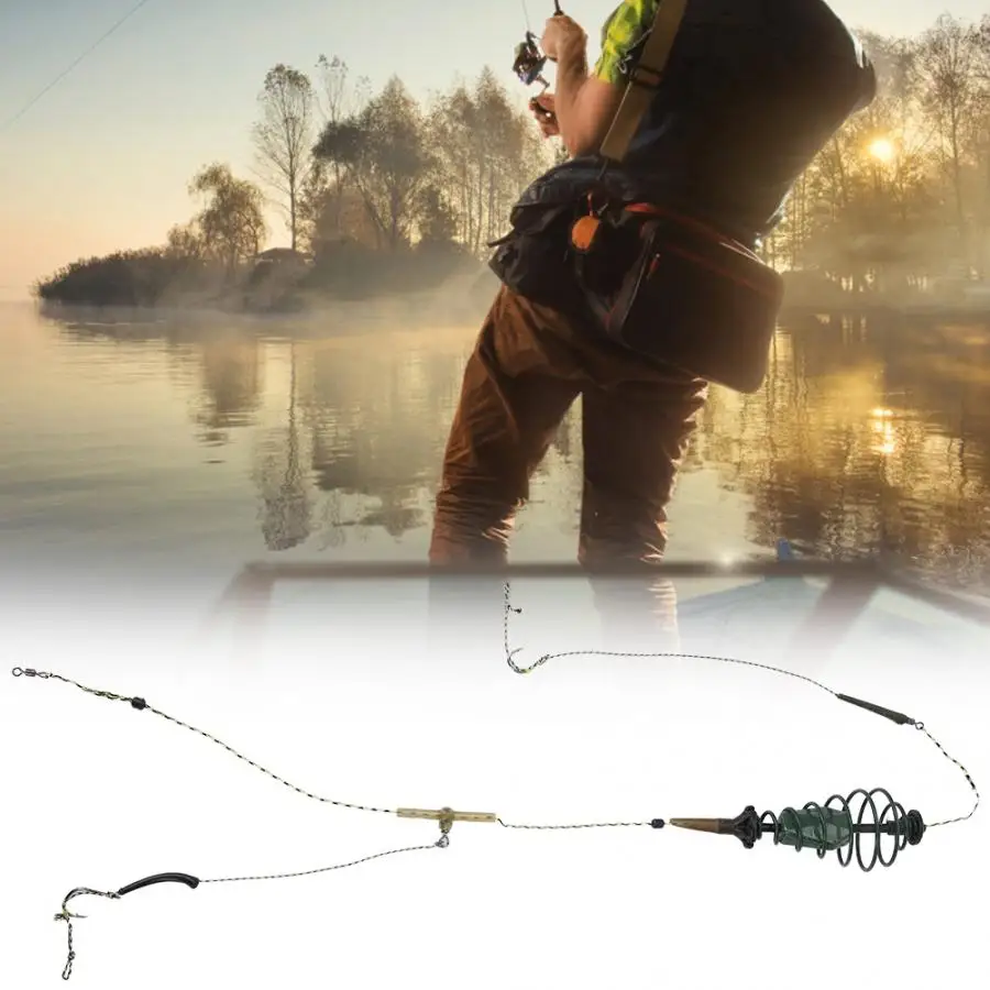 

Carping Fishing Carp Fishing Feeder Rig Powder Bait Trap Hooks Durable Mental Hook Lure With Spring Load Fishing Accessory
