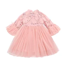 Новинка; модное осенне-зимнее платье для девочек с бархатным Чонсам; платье принцессы в западном стиле; Детский костюм в стиле Тан; платье для сцены