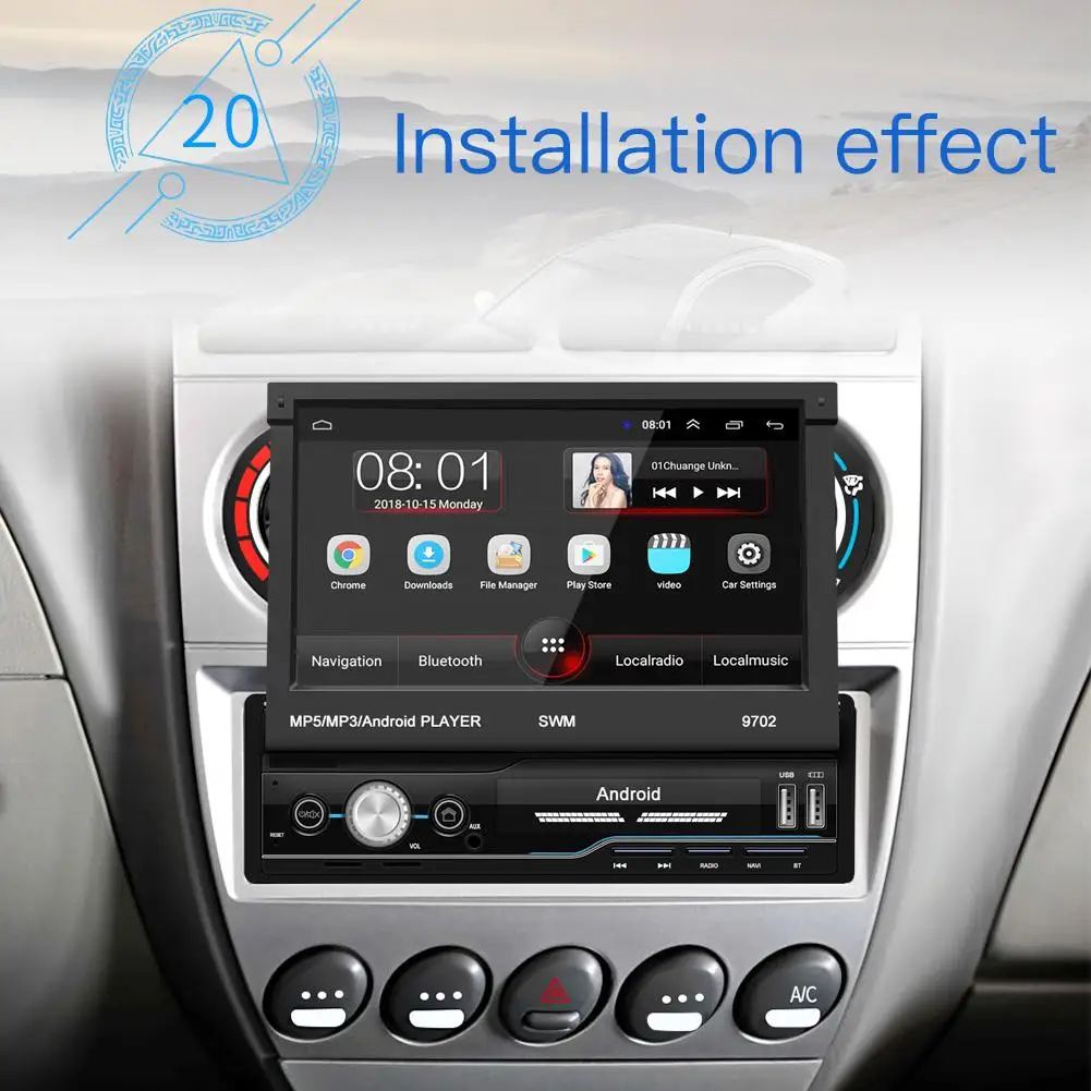  7 Inch Auto Radio 1080P HD Android 8.1 GPS Navigation Wifi USB Lade 1 Din HD Faltbare Kapazitiven T