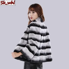 Aliexpress - 2021 Hot Sale Women High Quality 100% Genuine Rex Rabbit Fur Chinchilla Color Winter Jacke Real Natural Rex Rabbit Fur Coat