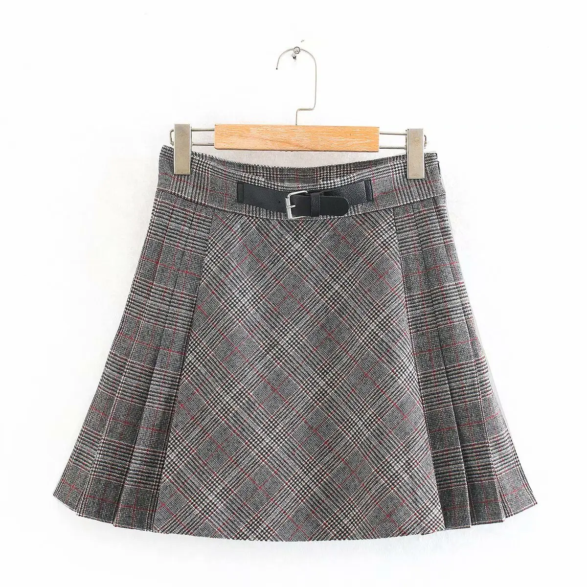 

Europe And America WOMEN'S Dress 2020 Spring And Autumn New Style British Style Plaid Mini Pleated Skirt A9cs9630