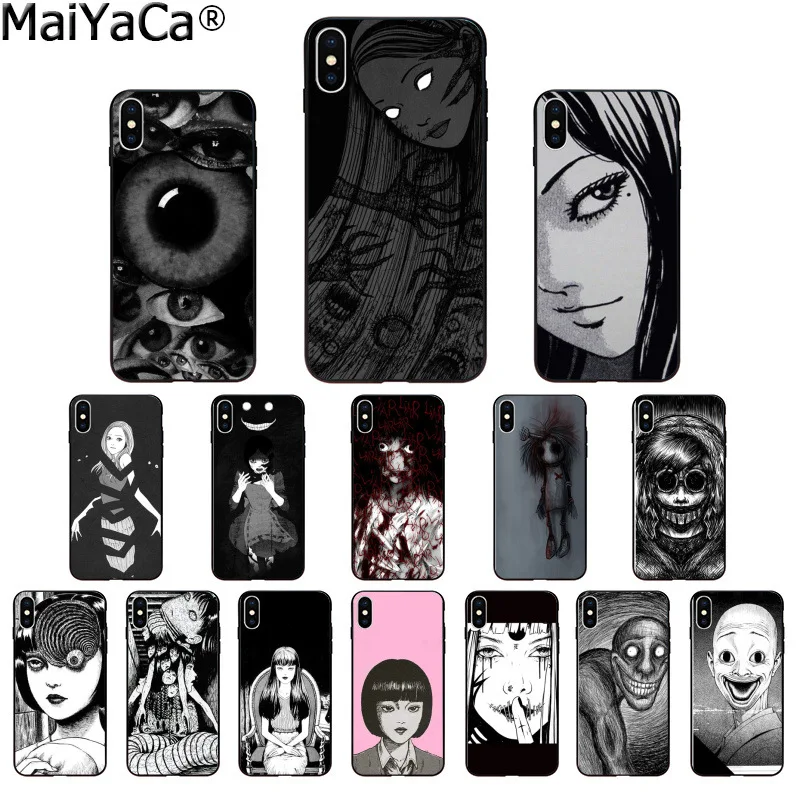 

MaiYaCa Junji Ito Tees Horror Colorful Cute Phone Accessories Case for Apple iPhone 8 7 6 6S Plus X XS MAX 5 5S SE XR Cellphones