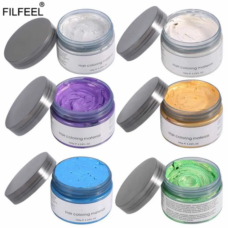 

120g Color Hair Wax Styling Pomade Silver Grandma Grey Disposable Natural Hair Strong Gel Cream Hair Dye for Women Men