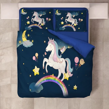 

Cute Cartoon Unicorn Bedding Set for Kid Twin Full Queen Super King Single Double Size Duvet Covers with Pillowcase