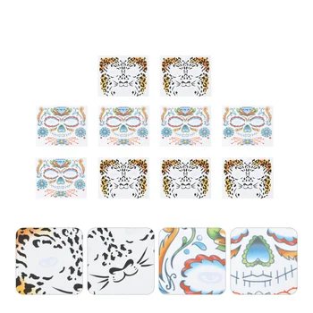 

10 Sheets Skull Temporary Face Tattoos Face Stickers for Halloween Party