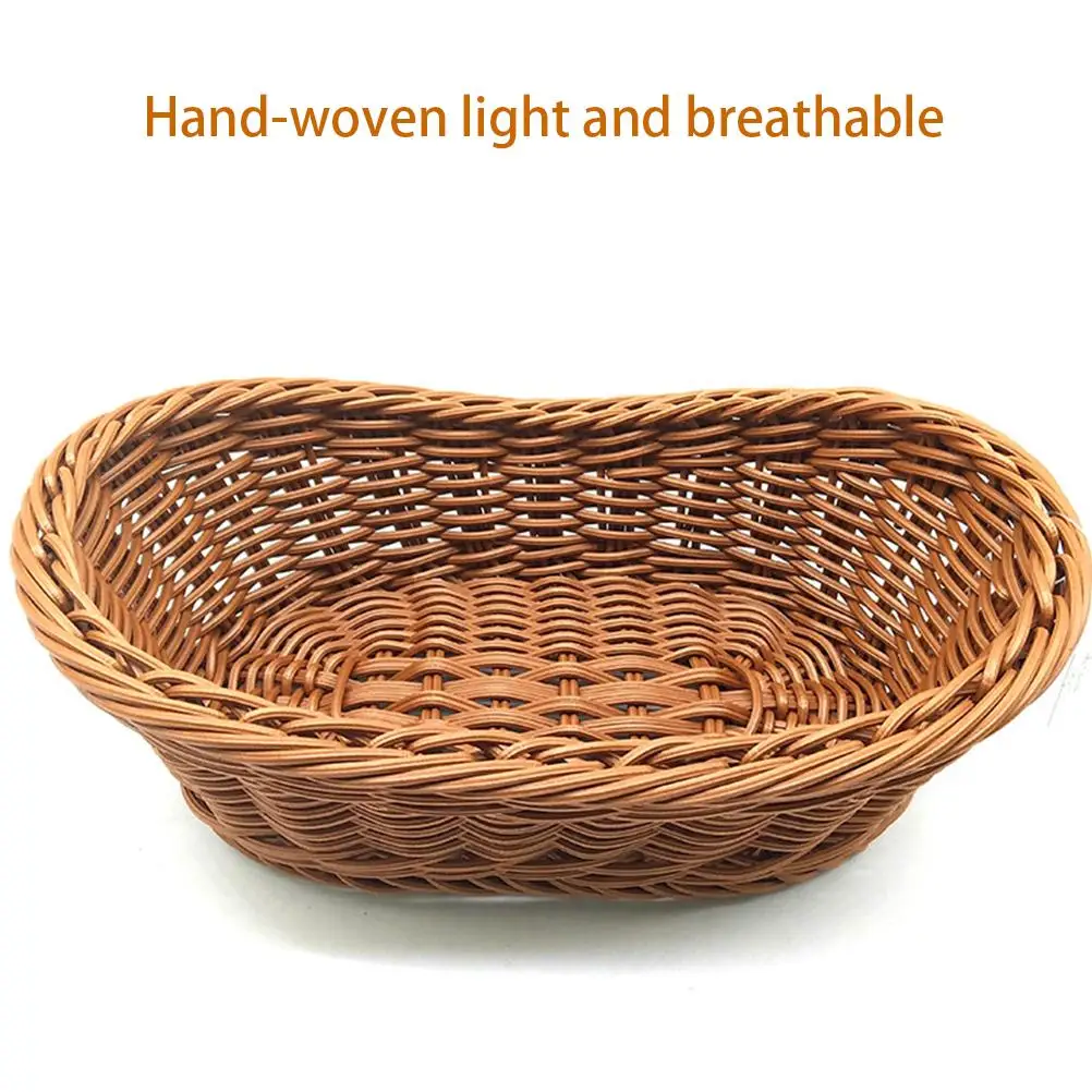 Bread Basket Plastic Long Woven Tabletop Food Serving Basket Restaurant
