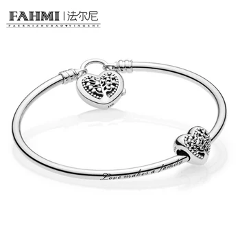 

2020 100% 925 sterling silver 1:1 Genuine Charm Life Tree Love Signature Bracelet Set Fit DIY Gift Women Original Jewelry