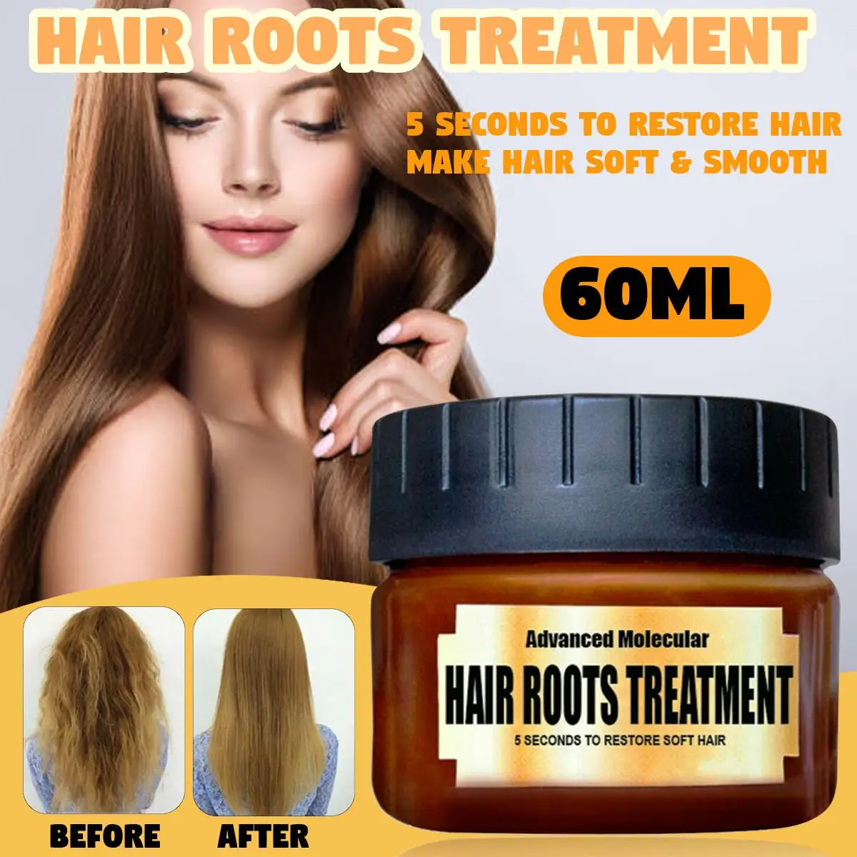 

Natural Tonic keratin Hair Treatment Mask Advanced Molecular Hair Roots Treatment Bouncy Restore Healthy Soft Hair Care 60ml