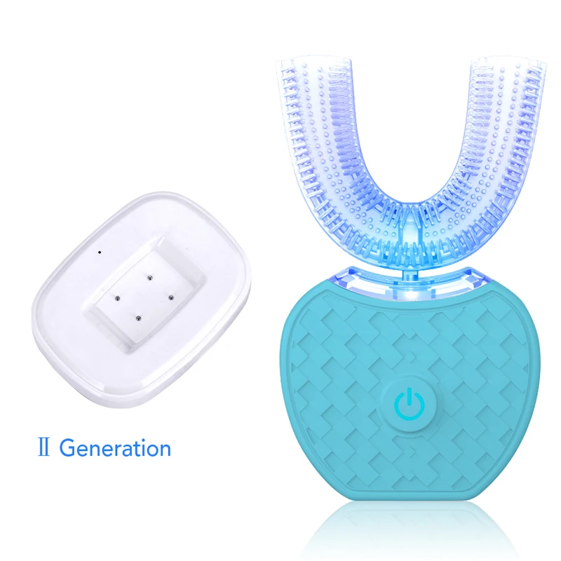 Generation II Blue 360 градусов Автоматическая звуковая электрическая зубная щетка интеллектуальная зубная щетка перезаряжаемая 4 режима насадки для чистки зубов синий светильник - Цвет: Generation II Blue