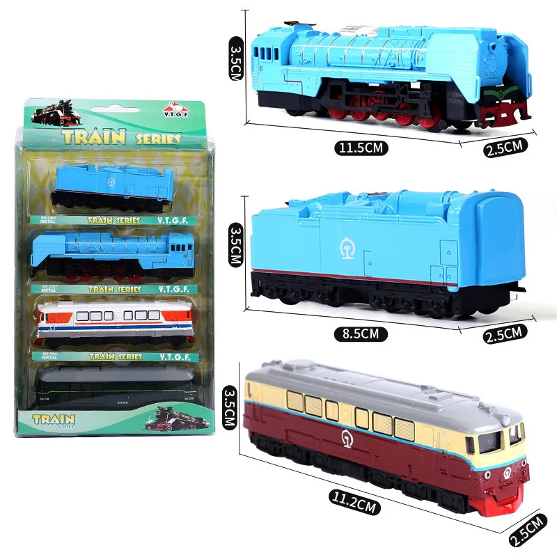 

Hot Sales Beneficial Friend Four Old-Fashioned Train Coal Train Metal Car Set Portable Stroller Bus Train Toy 99