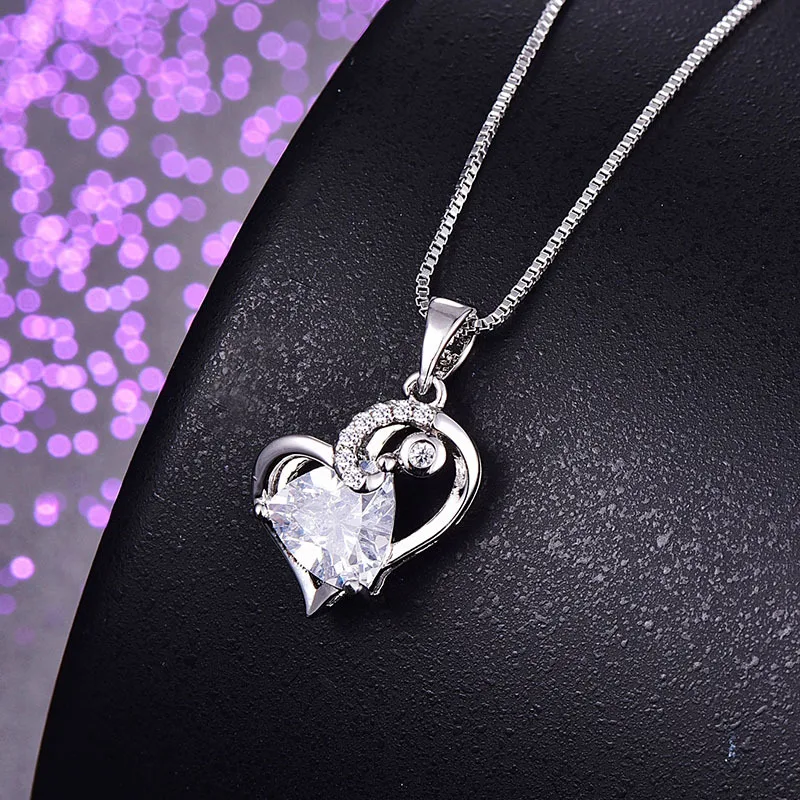PANSYSEN блестящее сердце кулон ожерелье s для женщин 925 из стерлингового серебра, рубиновое Аквамарин драгоценный камень прекрасное ювелирное ожерелье