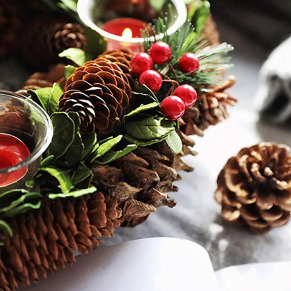 Рождественский подсвечник сосновый конус ягодный лес украшение стола центр Рождественский венок с четырьмя Подсвечниками