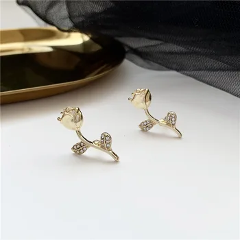 

Silver Pin Korea Simple Temperament Sense of Quality Vintage Roses Elegant Stud Earrings for Women Fashion Jewelry Accessories