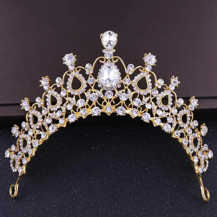 Princess Gold Crown Luxury Crystal Crowns and Tiaras Hollow Out Full Rhinestone Headband Wedding Tiara Bride Head Jewellery | Украшения и