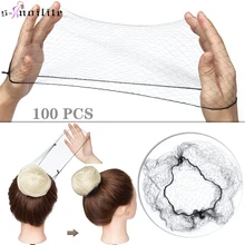 SNOILITE, 100 шт., 200 шт., нейлон, черный, коричневый цвет, сетки для волос, для булочек, инструмент для укладки волос, покрытие булочки, снуд, невидимая эластичная сетка для волос для танцев