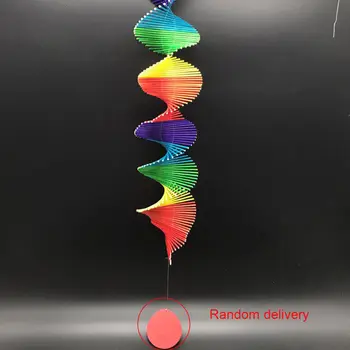 다채로운 나무 바람 종소리 레인보우 바람 스피너 모바일 차임 잔디 바람 나선형 파티 홈 장식, 정원 장식 장식, DIY 펜던트 상품 이미지