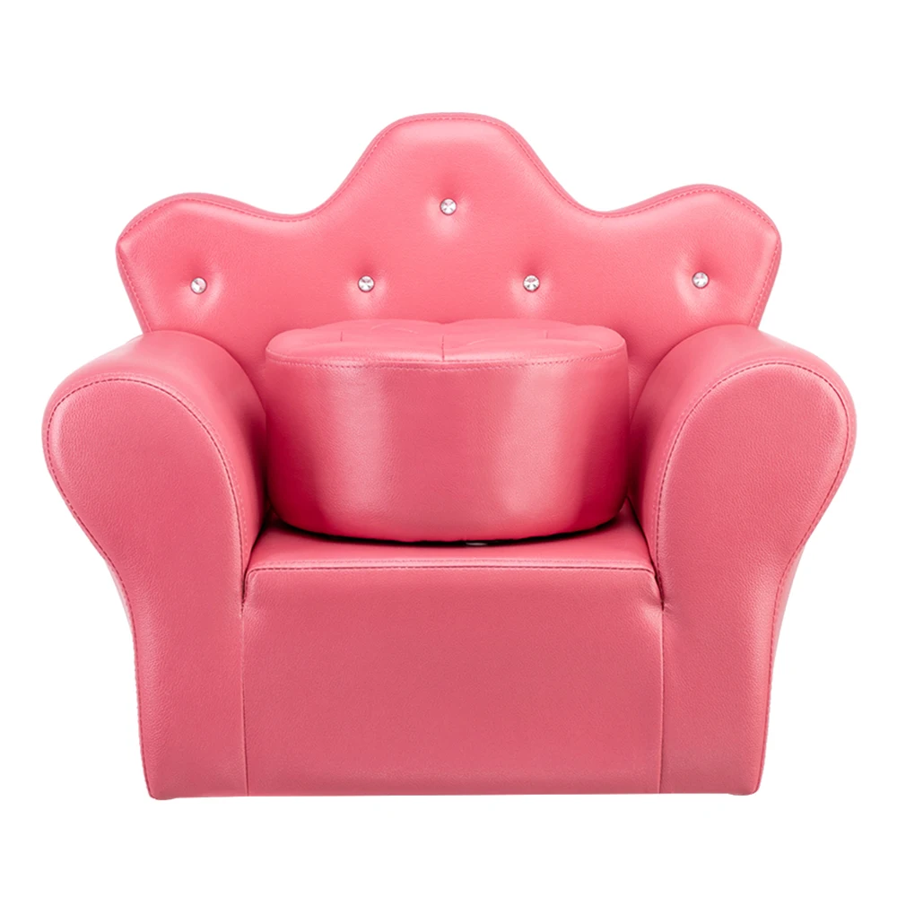 

Baby Sofa Support Seat Cover Learning to Sit Seat Feeding Chair Kid's Sofa PVC Princess Mini Sofa Bright Rose Red with Ottoman