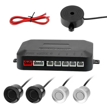 

LEEPEE 4 Sensors Buzzer Reverse Backup Radar Sound Alert Indicator Car Parking Sensor Kit 12V Car Distance Detection System