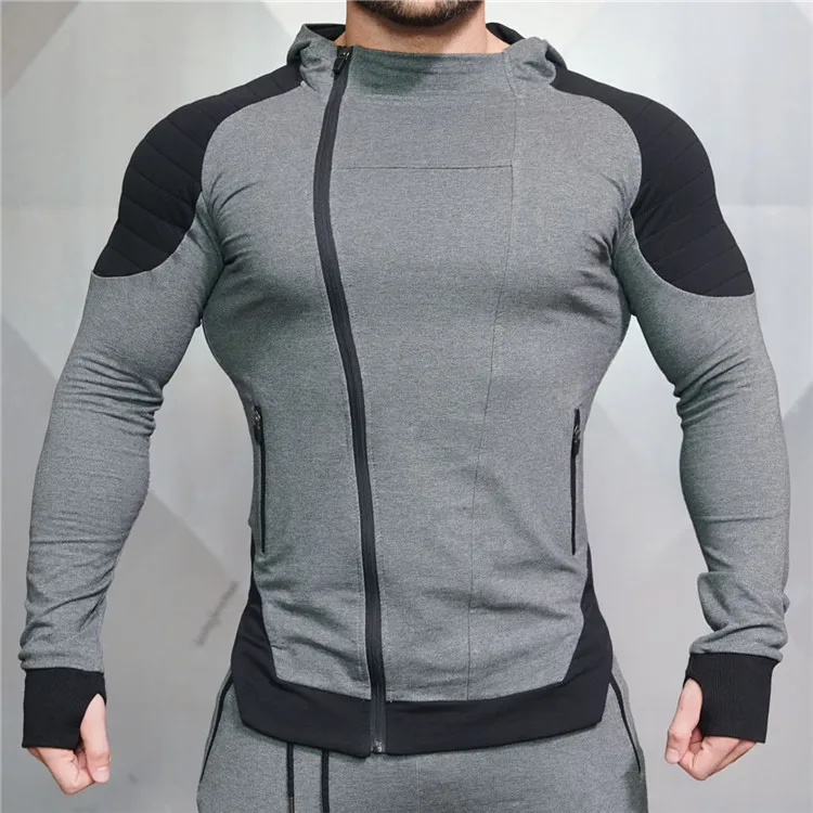 

Workout Jogging Running Jacket Men Training Bodybuilding Clothing Hooded Sweatshirt Men Sport Jackets Running Coat Sportswear