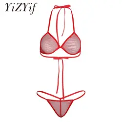 Сексуальное женское белье в сеточку бикини купальник бюстгальтер топ с подходящими купальники со стрингами Прозрачный Бикини стринги