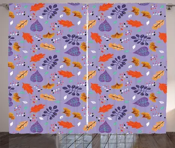

Lavender Multicolor Autumn Curtains Fall Season Ginkgo Leaves Forest Foliage Woodland Brushstrokes Print Bedroom Window Drapes