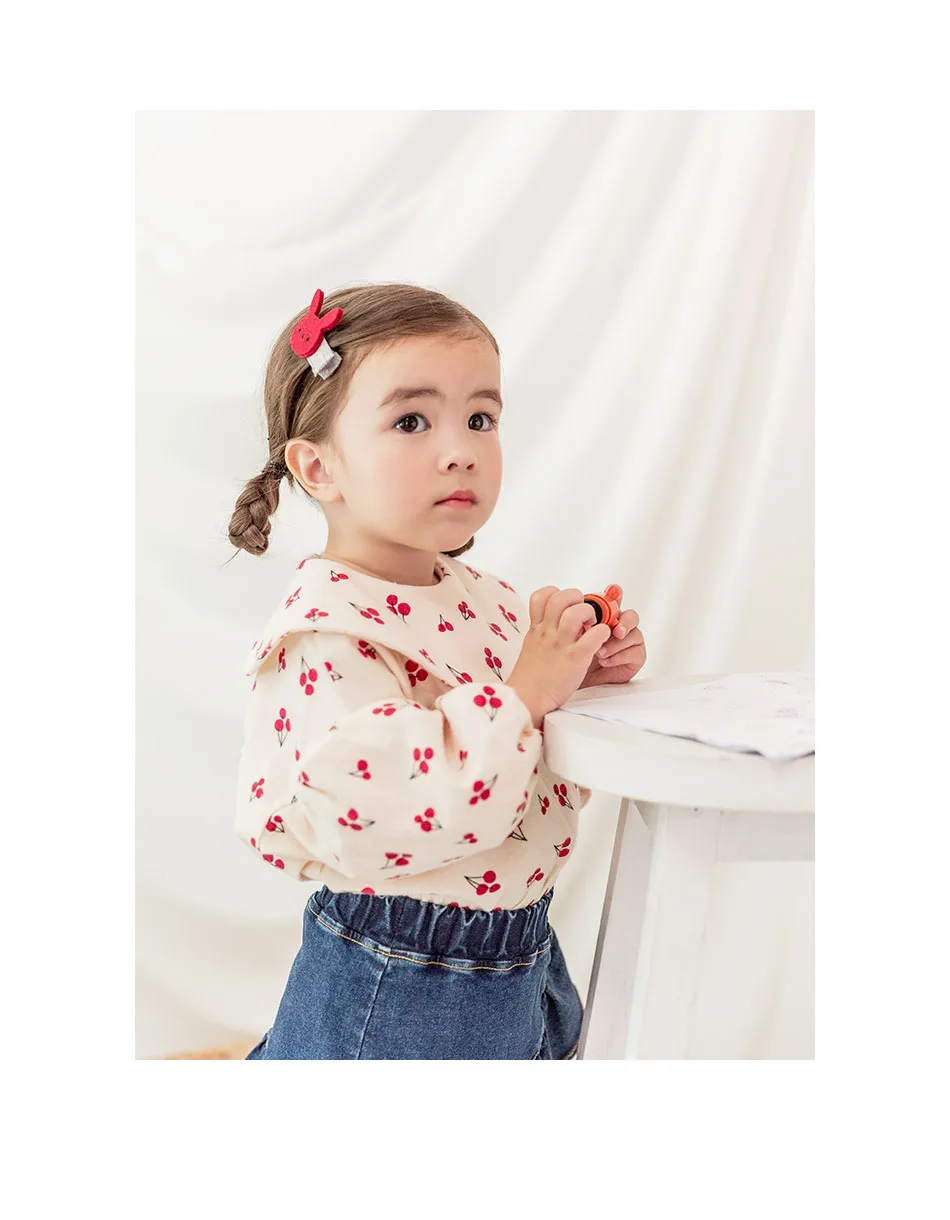 Babe Progenitor South Korea Childrenswear Autumn Pure Cotton Soft And Comfortable Full Version Printed Ruffled Collar GIRL'