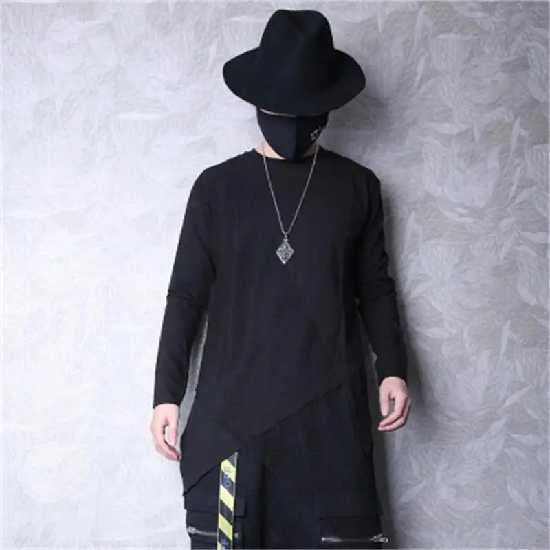 

Осенне-зимняя модная футболка с длинным рукавом, модная индивидуальная сетчатая многослойная комбинированная куртка средней длины, футболка