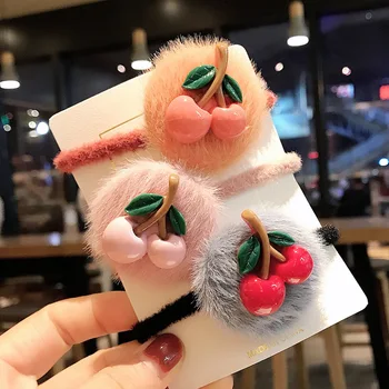 

New Style Plush Cherry Hair Band Hairband Korean-style Simple Elegant Headband Girls for Tying Hair Hairband Hair Accessories