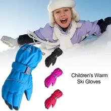 Детские лыжные перчатки с пальцами, одноцветные, для спорта на открытом воздухе, для верховой езды, водонепроницаемые, ветрозащитные, Нескользящие, зимние, теплые, сноуборд перчатки