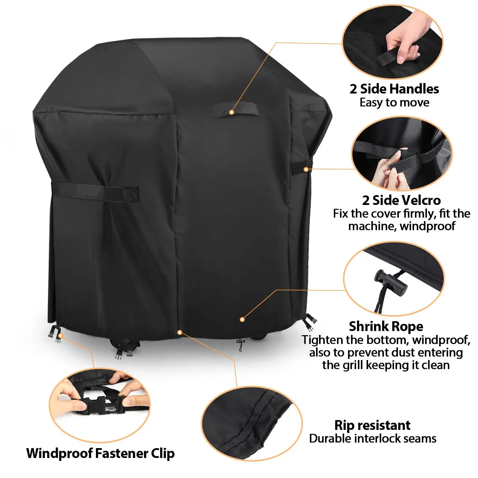 BBQ Grill Cover Heavy Duty Small Gas Grill Barbecue covering Waterproof/Windproof/Dust UV Resistant Covers 76x66x120cm