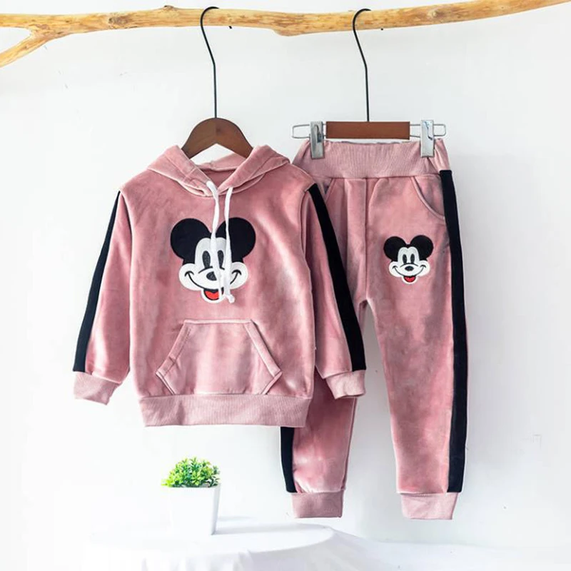 Коллекция года, roupas infantis menino, комплект спортивной одежды, бархатные толстовки с Минни Маус+ штаны, комплект из 2 предметов, Весенняя детская Рождественская Suit1-7y для мальчиков