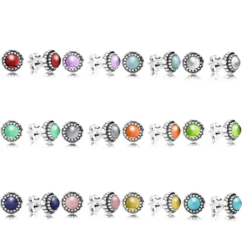 

PDB ED 15 925 Sterling Silver 1:1 December Birthday Stone Ring Pierced Earrings Exquisite Female Jewelry Gift Pearl Earrings.