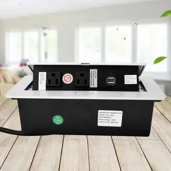

US Standard Socket with USB Aluminum Alloy Socket Double Table Desktop Power Socket Office Home Appliances