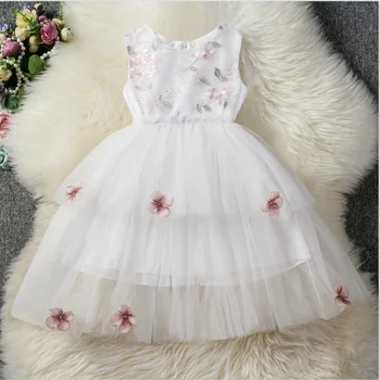

Summer Dresses for Girl 2020 Girls Clothing White Embroidery Applique Princess Party Dress Elegant Ceremony Teenage Girl Costume