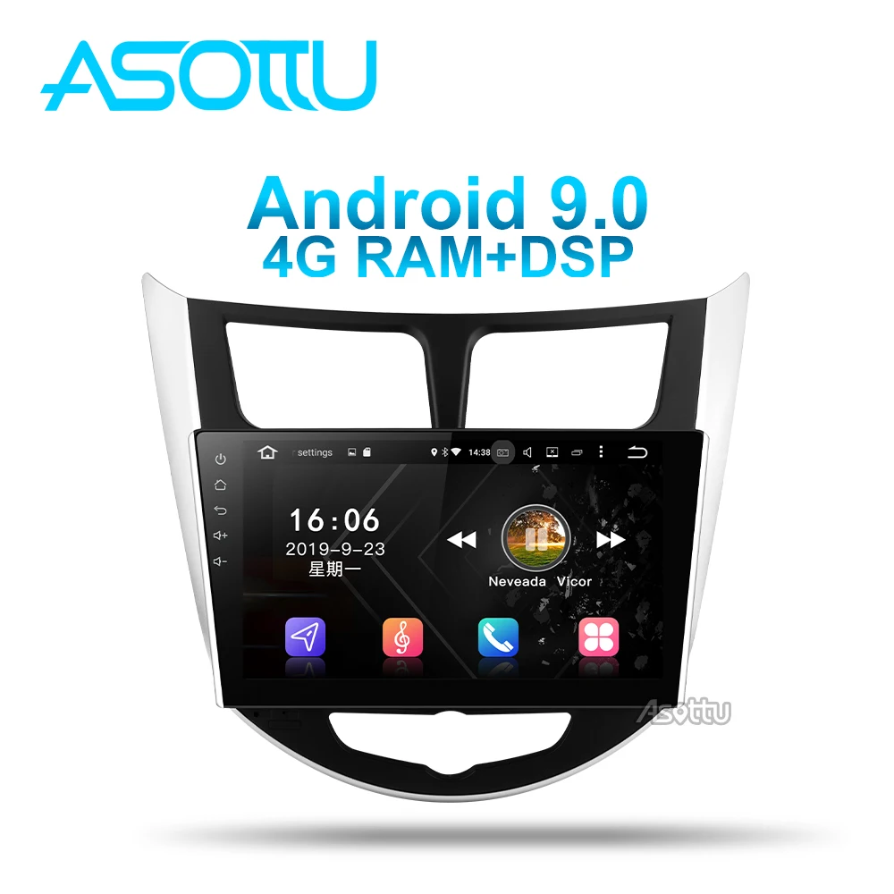 Asottu HY602 Android 9,0 PX6 автомобильный dvd для hyundai Solaris Verna Accent автомобильный головной убор радио плеер навигация gps автомобильный dvd