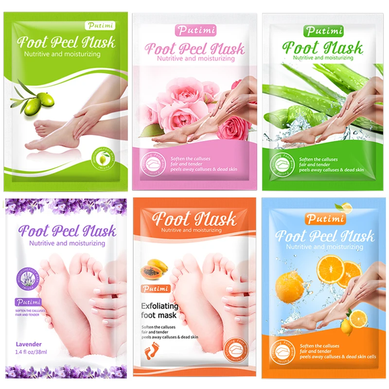 

6Pair Aloe Lavender Foot Mask Scrub Feet Exfoliation Pedicure Socks Moisturizing Feet Mask Removes Calluses Dead Skin Peel Mask