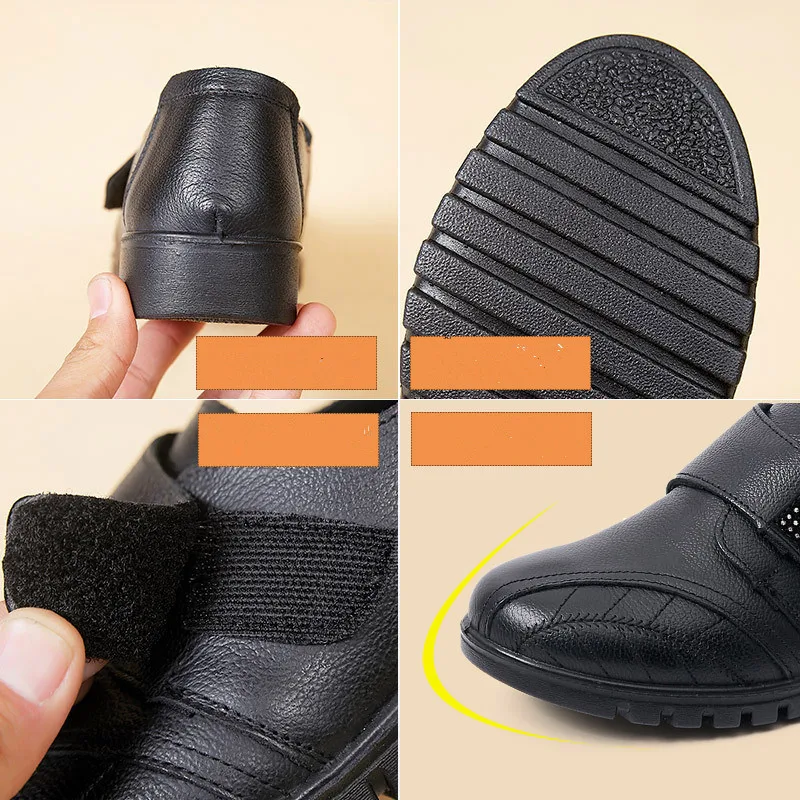 ZZPOHE/ г. Новые весенне-осенние кожаные женские туфли на плоской подошве обувь на мягкой подошве удобная женская обувь на плоской подошве среднего возраста