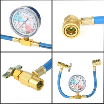 

Auto Parts AC Air Conditioner R134A Refrigerant Filling Hose, With Pressure Gauge Measurement Kit Copper Automatic Diagnostic