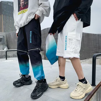 

Personality Gradient Two Wear Casual Sweatpants Men and Women Harajuku Streetwear Loose Sweat Pants Baggy Hip Hop Trousers