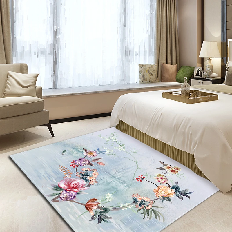thumbnail image 1 of Alfombra de baño con diseño de paisaje de flores, pintura al óleo, para cocina, hogar, sala de estar, dormitorio, alfombras para puerta de entrada, 1 of 4