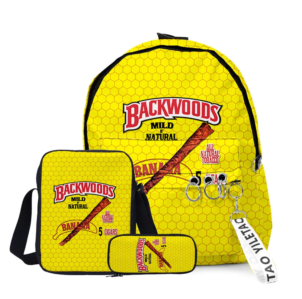 3D Printed Backwoods Backpack 3pcs Set Slash Zipper Backpack3d Printed Backpack School Student Casual  Laptop Bag