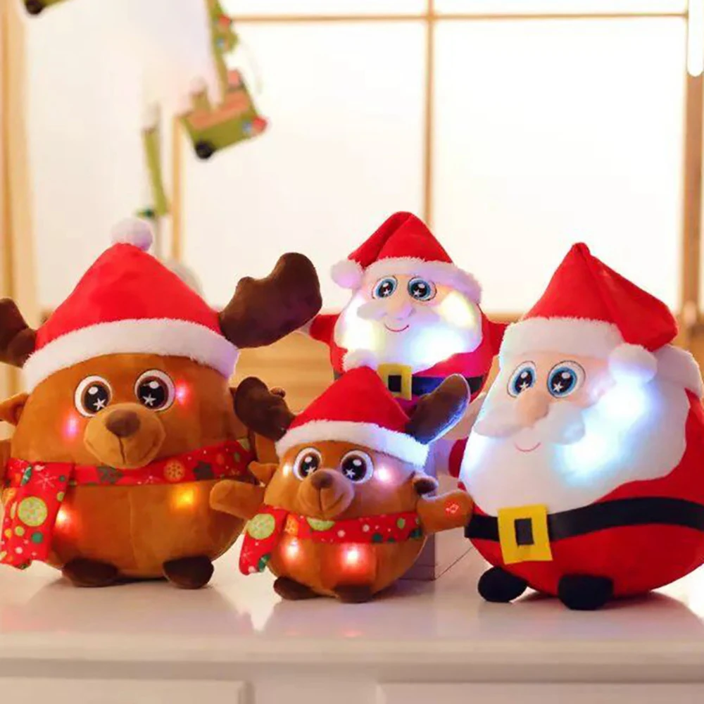 

New 25CM Light Up LED Sing A Christmas Song Colorful Glowing Luminous Plush Santa Claus Stuffed Doll Toys Lovely Gifts For Kids