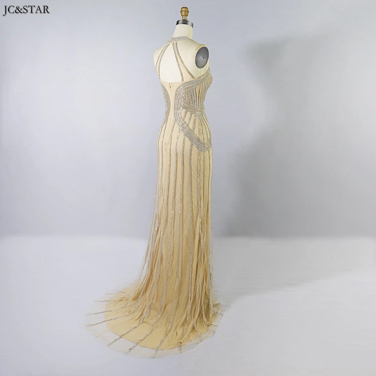 Robe de soiree2020 Новое Кружевное прозрачное сексуальное вечернее платье русалки цвета шампанского длинное вечернее платье galajurk abendkleider avondjurk