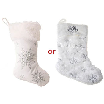

Christmas Snowflake Stockings Decoration Fireplace Xmas Tree Hanging Pendant Bag 67JB