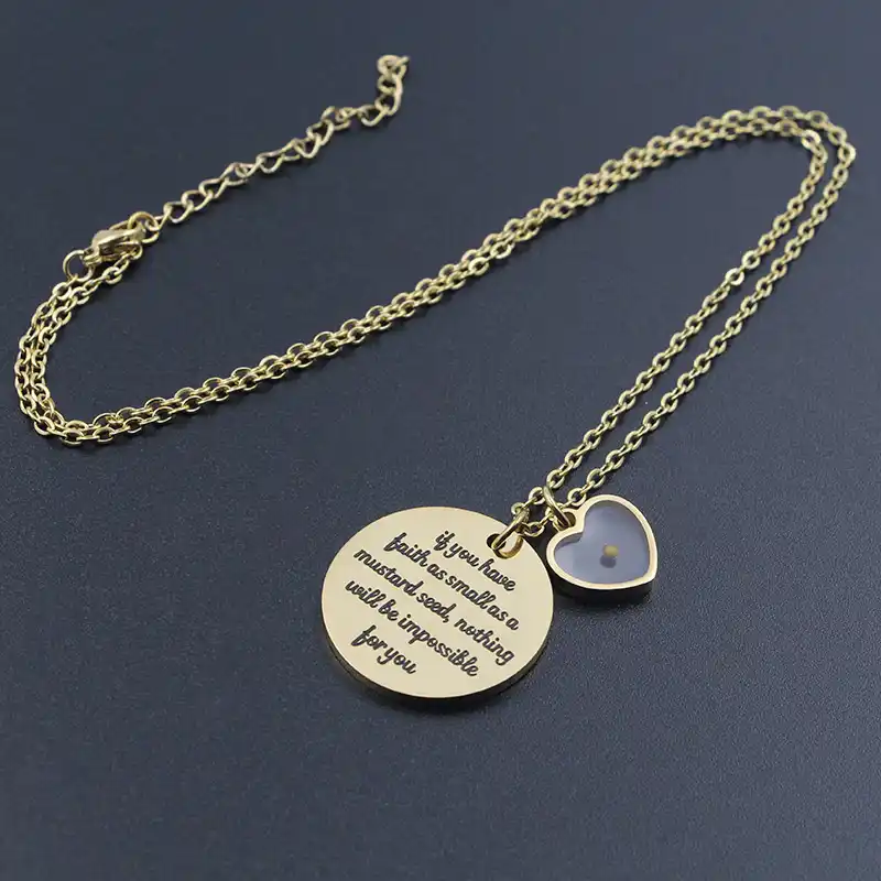 Villwice Matthew 17 20 Bible Verses Faith Mustard Seed Necklace Gold Plated Stainless Steel Christian Jewelry Gift Pendant Necklaces Aliexpress